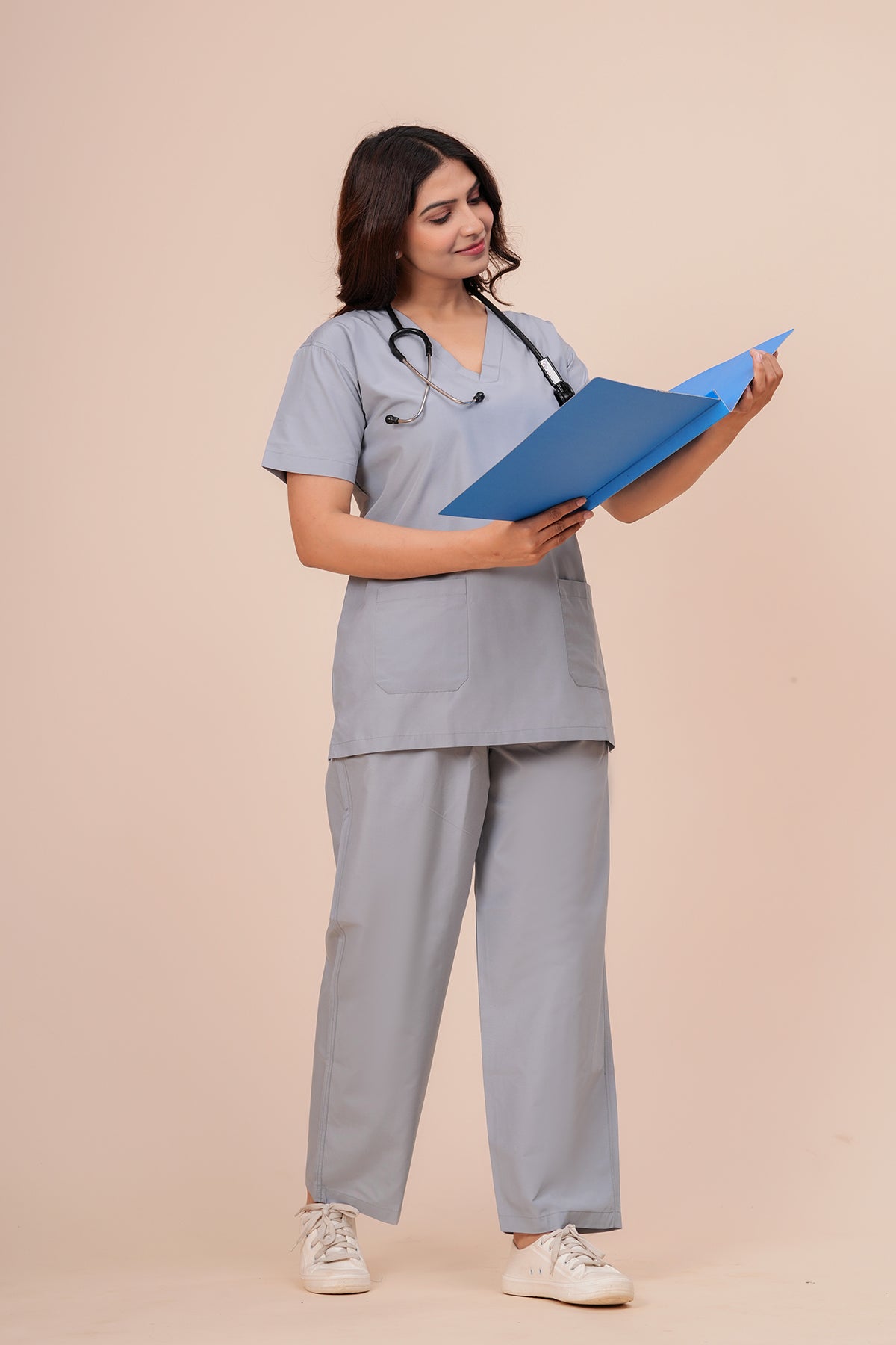 AMA V-Neck Scrub - Light Grey