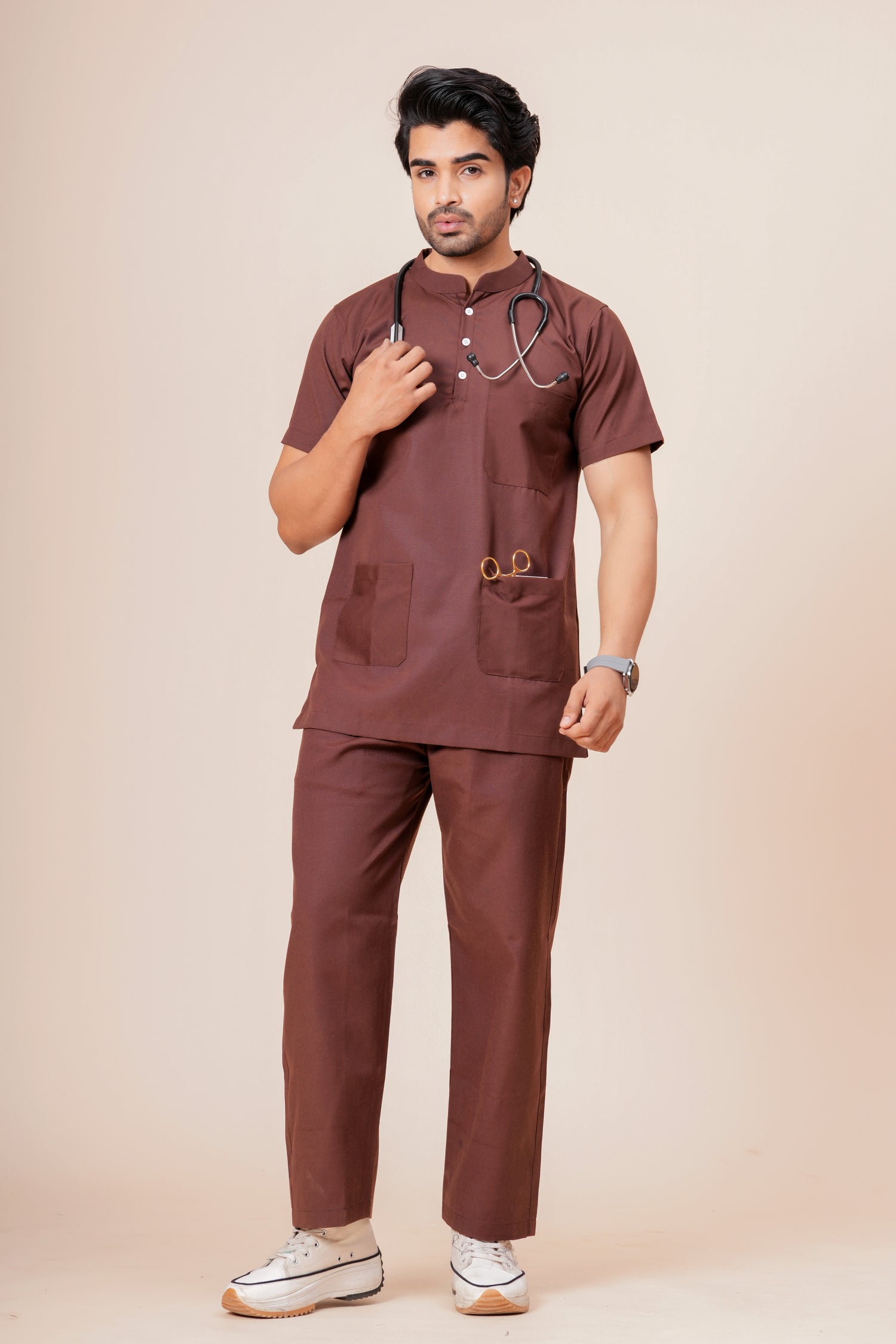 AMA Signature 5-Pocket Scrub - Brown