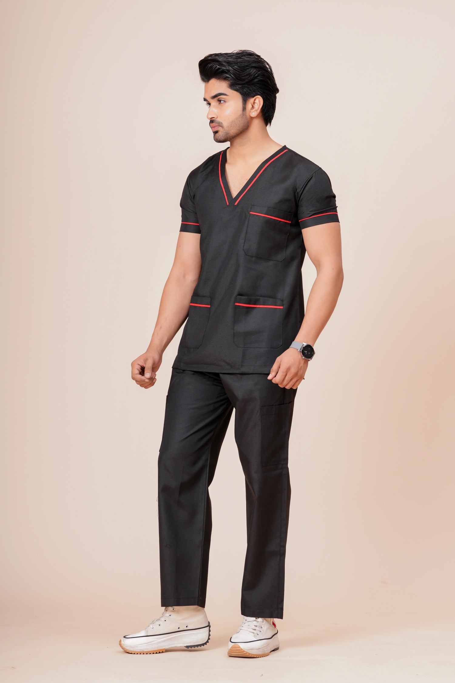 AMA V-Neck Scrub - Black